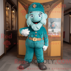 Teal King mascot costume...