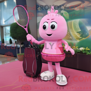 Pink Tennis Racket mascot...