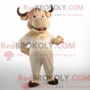 Beige Bull maskot kostume...