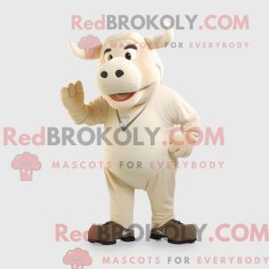 Beige Bull-maskotdraktfigur...