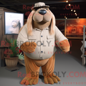 Tan Walrus mascot costume...