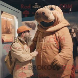 Tan Walrus mascottekostuum...