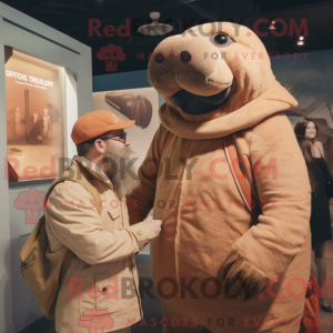 Tan Walrus maskot kostume...