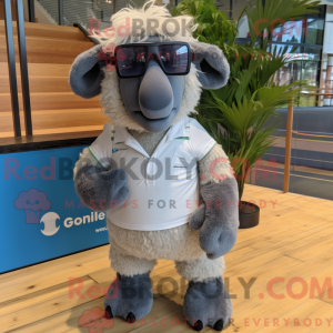 Gray Suffolk Sheep mascot...