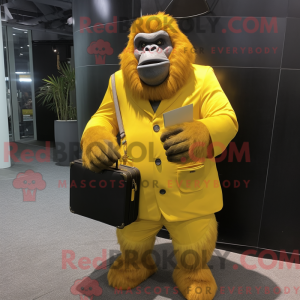 Gul Gorilla maskot kostume...