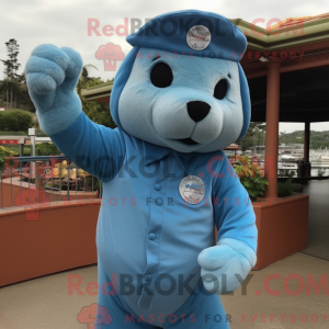 Sky Blue Sea Lion mascot...