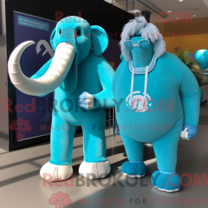 Cyan Mammut Maskottchen...