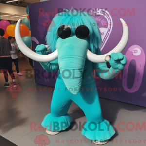 Cyan Mammoth mascot costume...