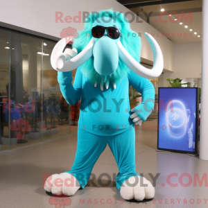 Cyan Mammoth mascot costume...