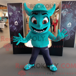 Teal Devil mascottekostuum...