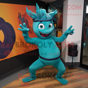 Teal Devil Maskottchen...