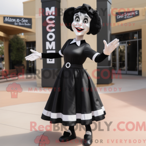 Sort Mime maskot kostume...