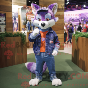 Purple Fox mascot costume...