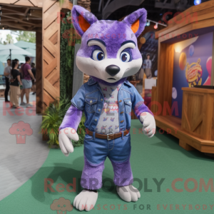 Purple Fox maskot kostume...