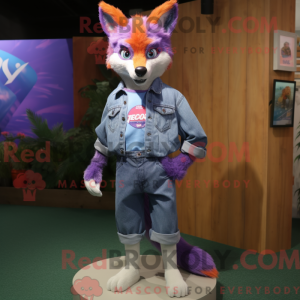 Purple Fox mascot costume...