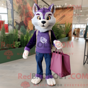 Lila Bobcat Maskottchen...
