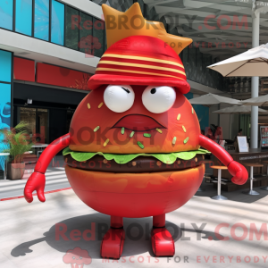 Rød hamburger maskot...