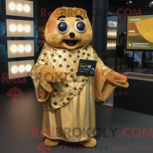 Gold Falafel mascot costume...