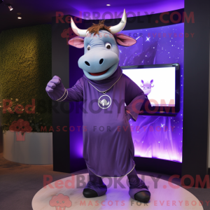 Purple Zebu mascot costume...