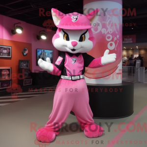 Pink Bobcat maskot kostume...