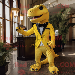 Yellow T Rex mascot costume...