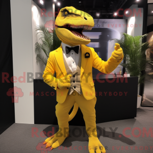 Yellow T Rex mascot costume...