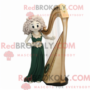 Cream Celtic Harp mascot...