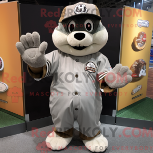 Gray Baseball Glove mascot...