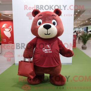 Maroon Sow mascot costume...