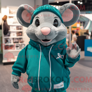 Teal Rat maskotdraktfigur...