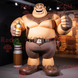 Brown Strongman mascot...