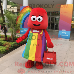 Red Rainbow maskot kostume...