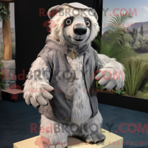 Sølv Sloth Bear maskot...