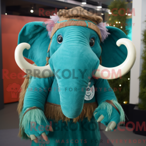 Teal Mammoth mascot costume...