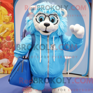 Sky Blue Tamer Lion mascot...