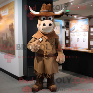 Tan Cow mascot costume...