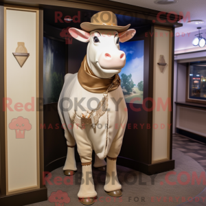 Tan Cow mascot costume...