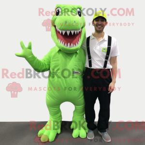 Lime Green T Rex mascot...