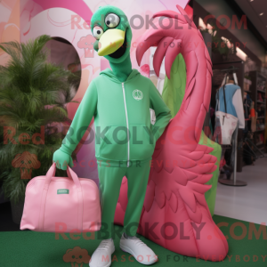 Grøn Flamingo maskot...