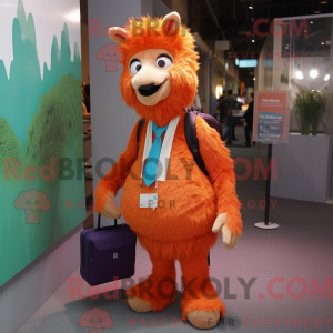 Orange Llama mascot costume...