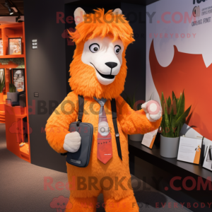 Orange Llama mascot costume...