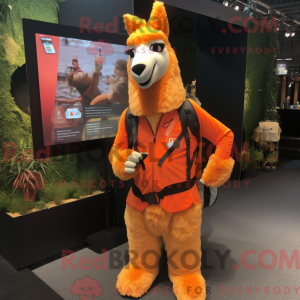 Orange lama maskot kostume...