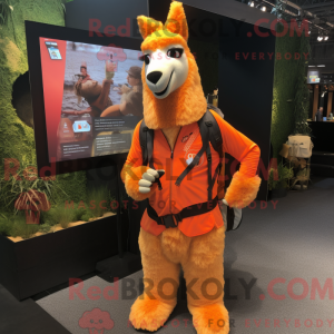 Orange Llama mascot costume...