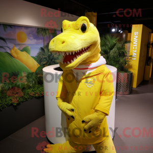 Gul krokodille maskot...