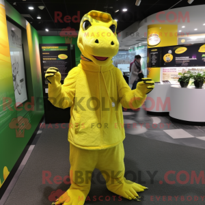Gul krokodille maskot...
