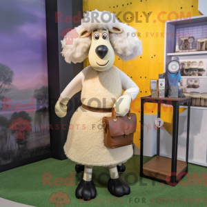 Cream Suffolk Sheep mascot...