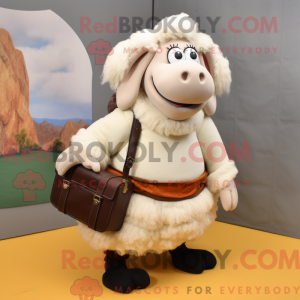 Cream Suffolk Sheep mascot...