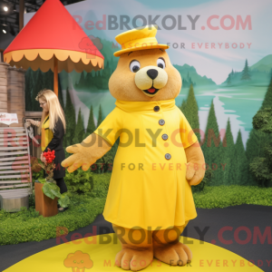 Gul Beaver maskot kostume...