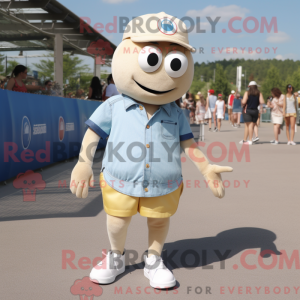 Cream Petanque Ball mascot...