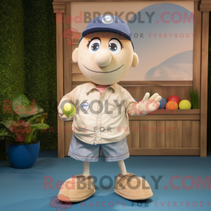 Cream Petanque Ball mascot...